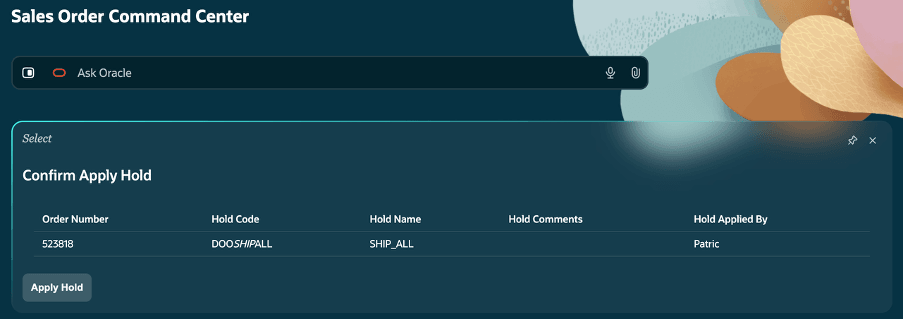 Confirm Apply Hold
