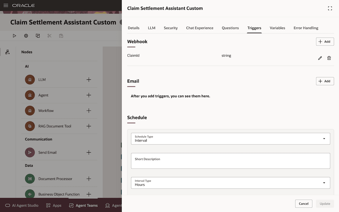 Schedule Trigger Configuration for Custom Claim Settlement Assistant