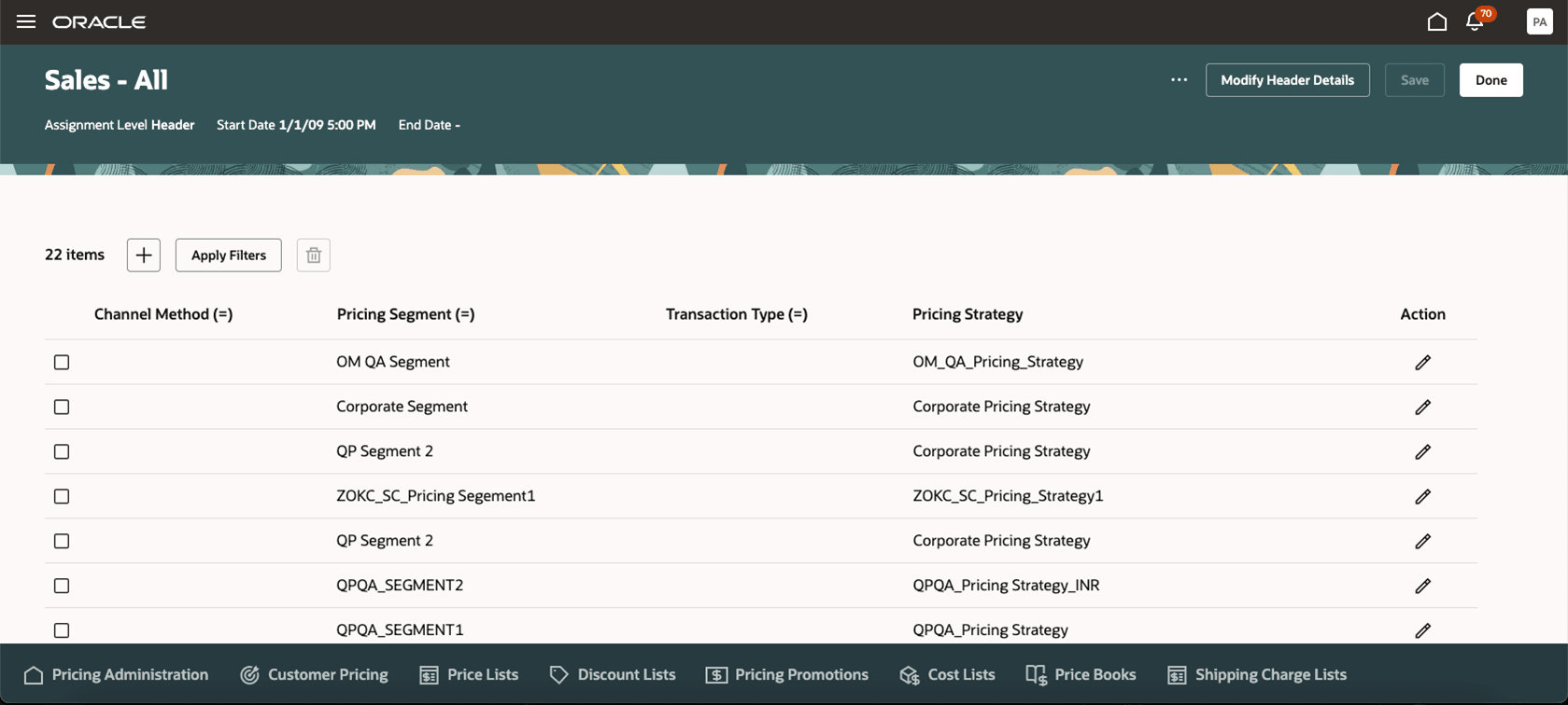 Select the Pricing Strategy Assignment to Define the Rules