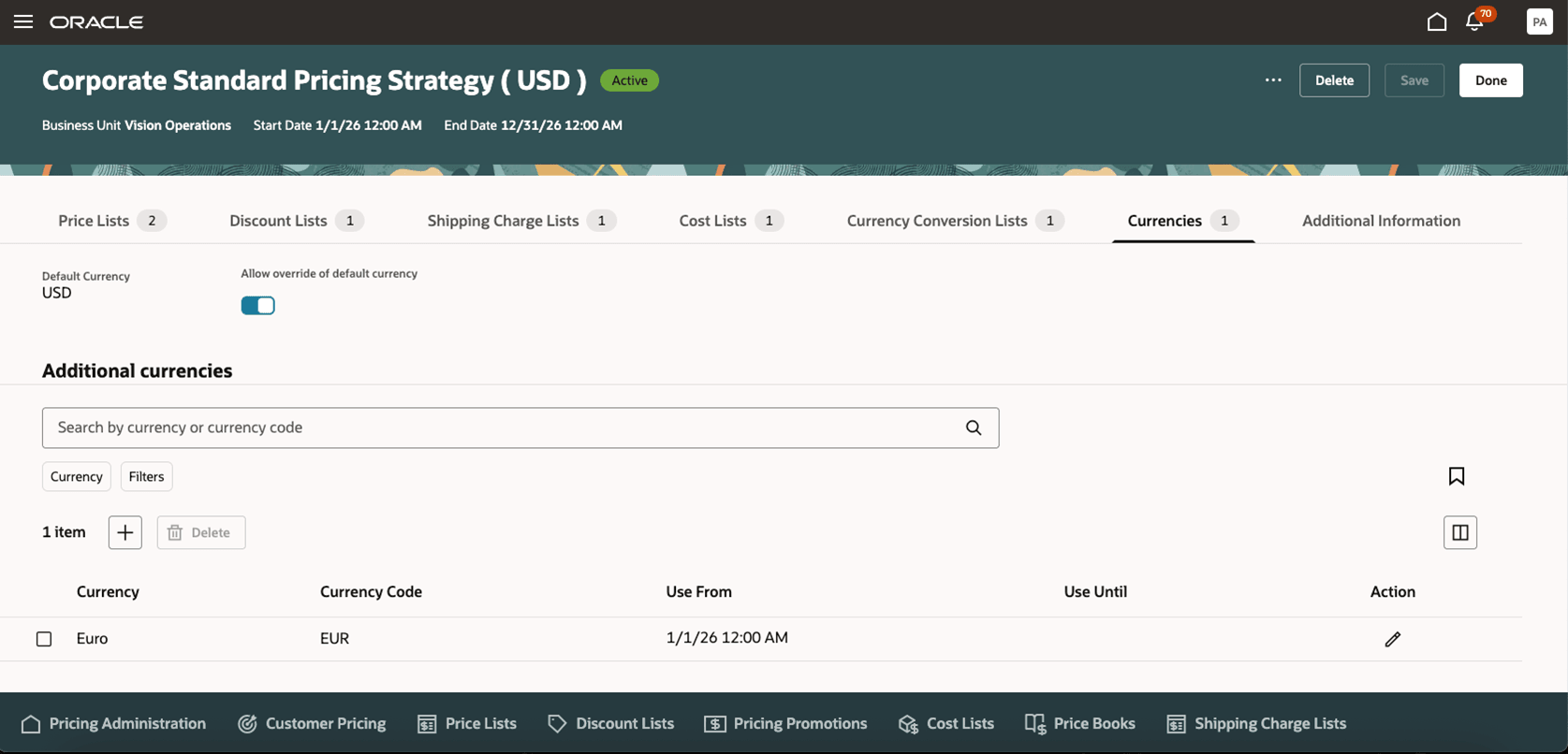 Currencies on a Pricing Strategy