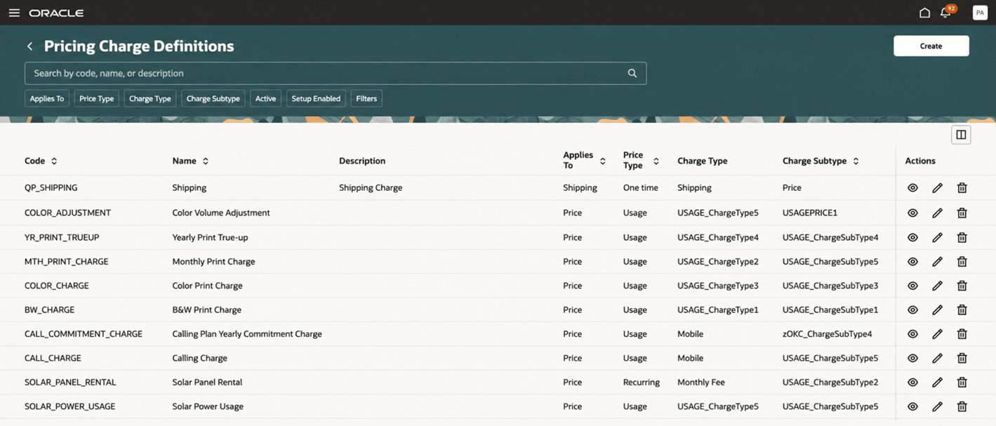 Create New Pricing Charge Definition