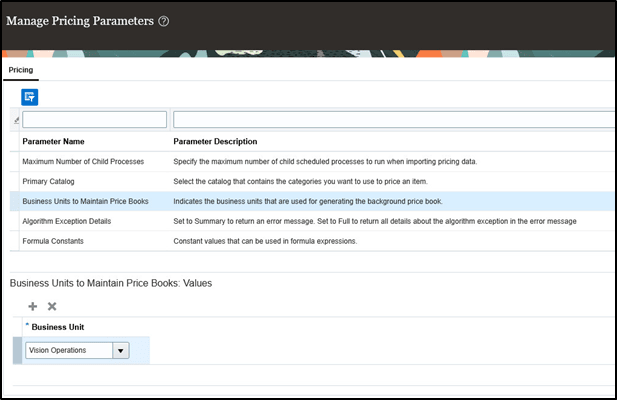 Required Pricing Parameter