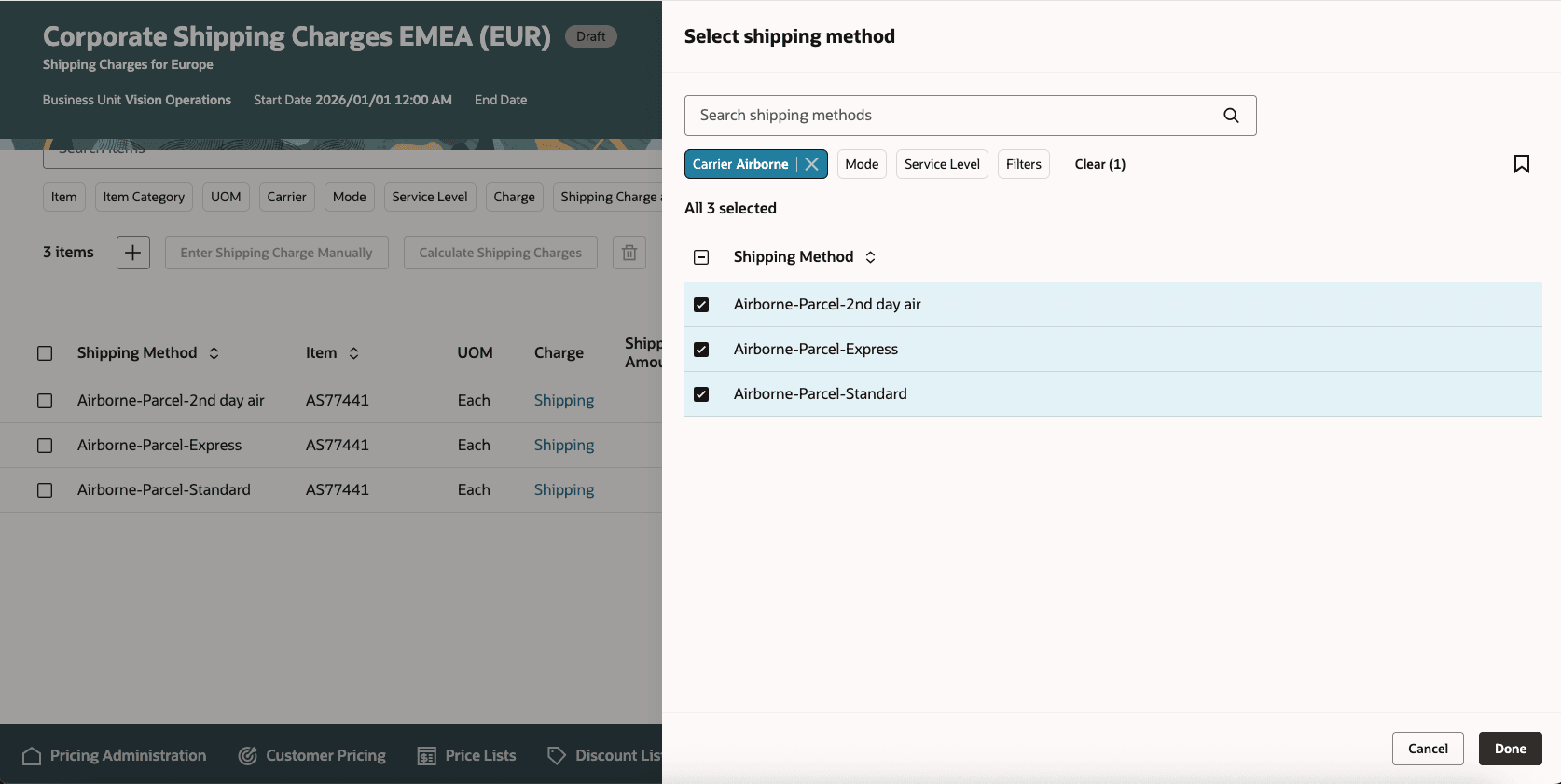 Selecting Shipping Method