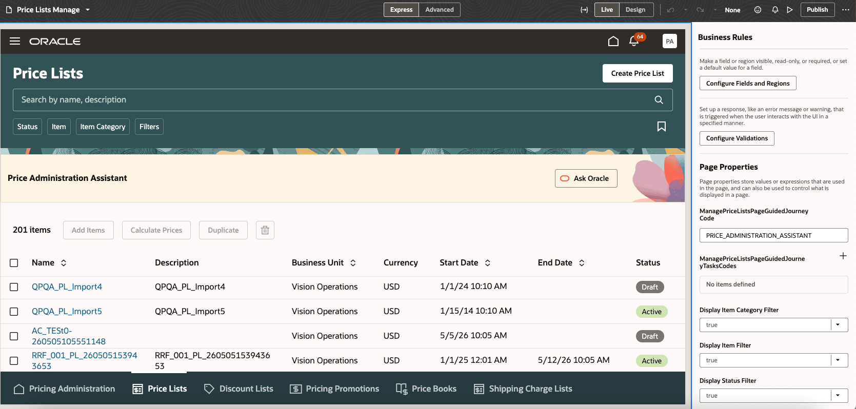 Successfully Added Price Administration Assistant on a Guided Journey