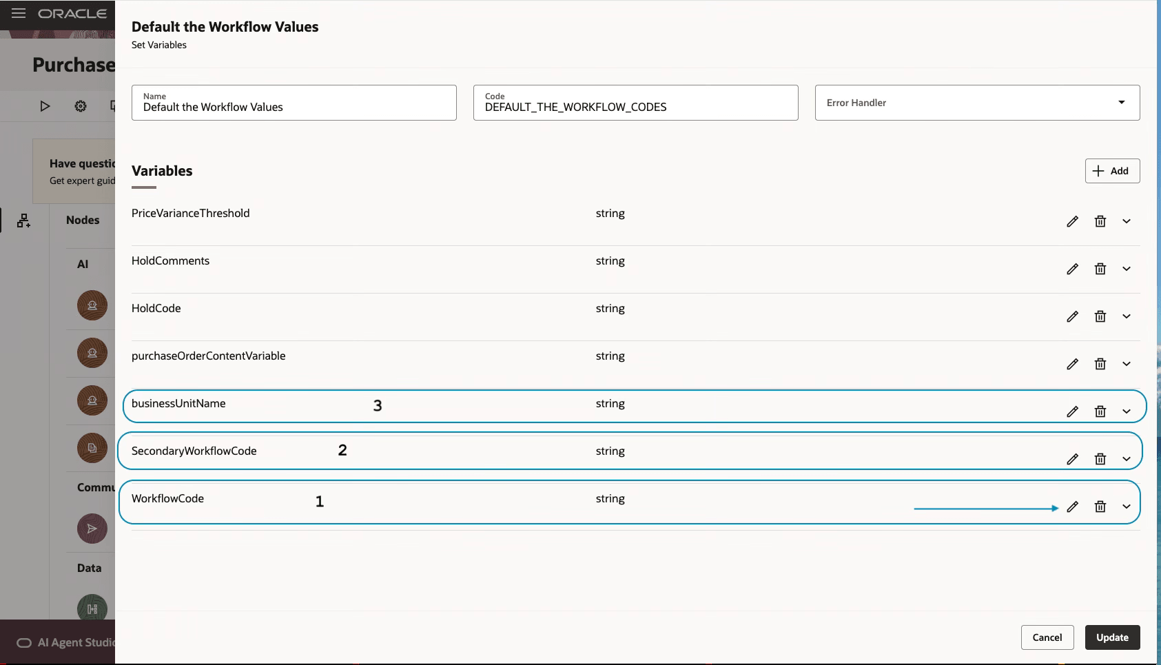 Configure variables