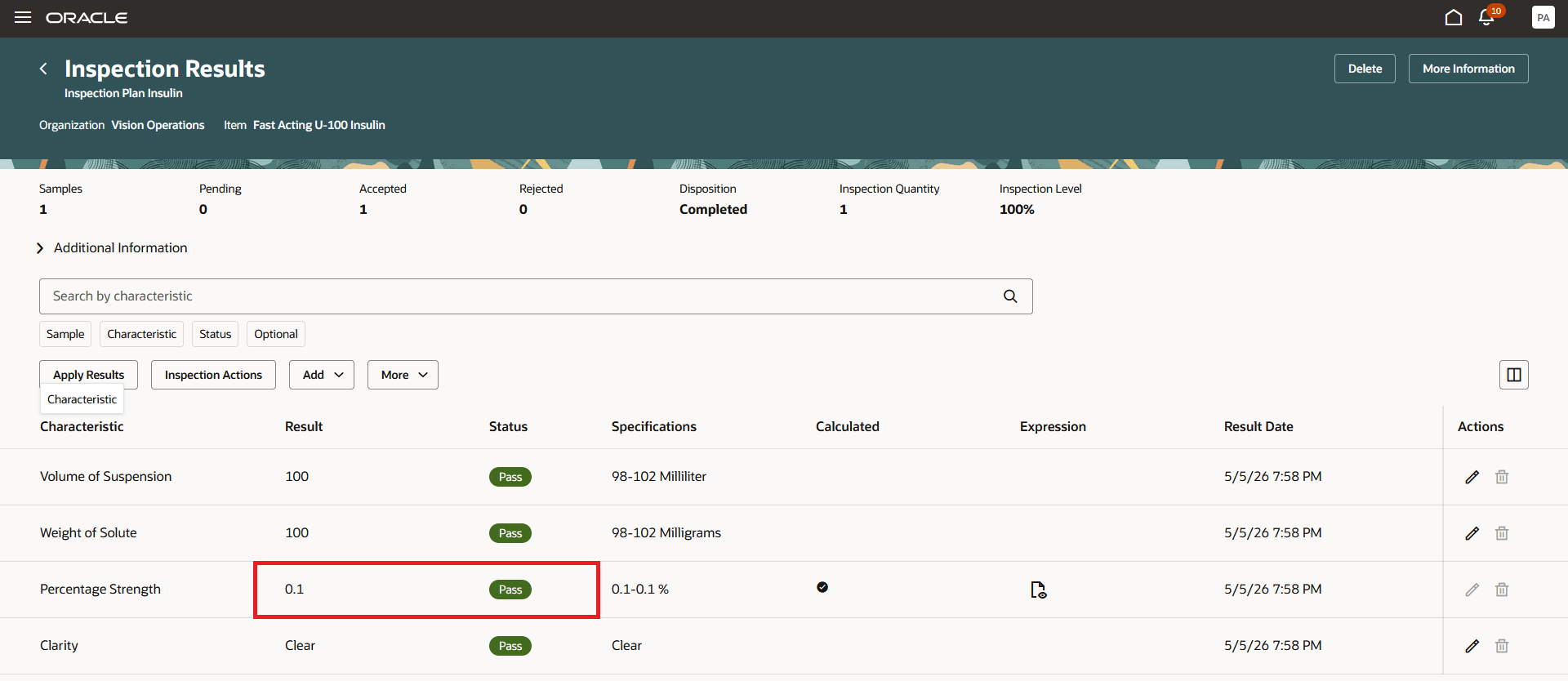 Results Entry with Calculated Value
