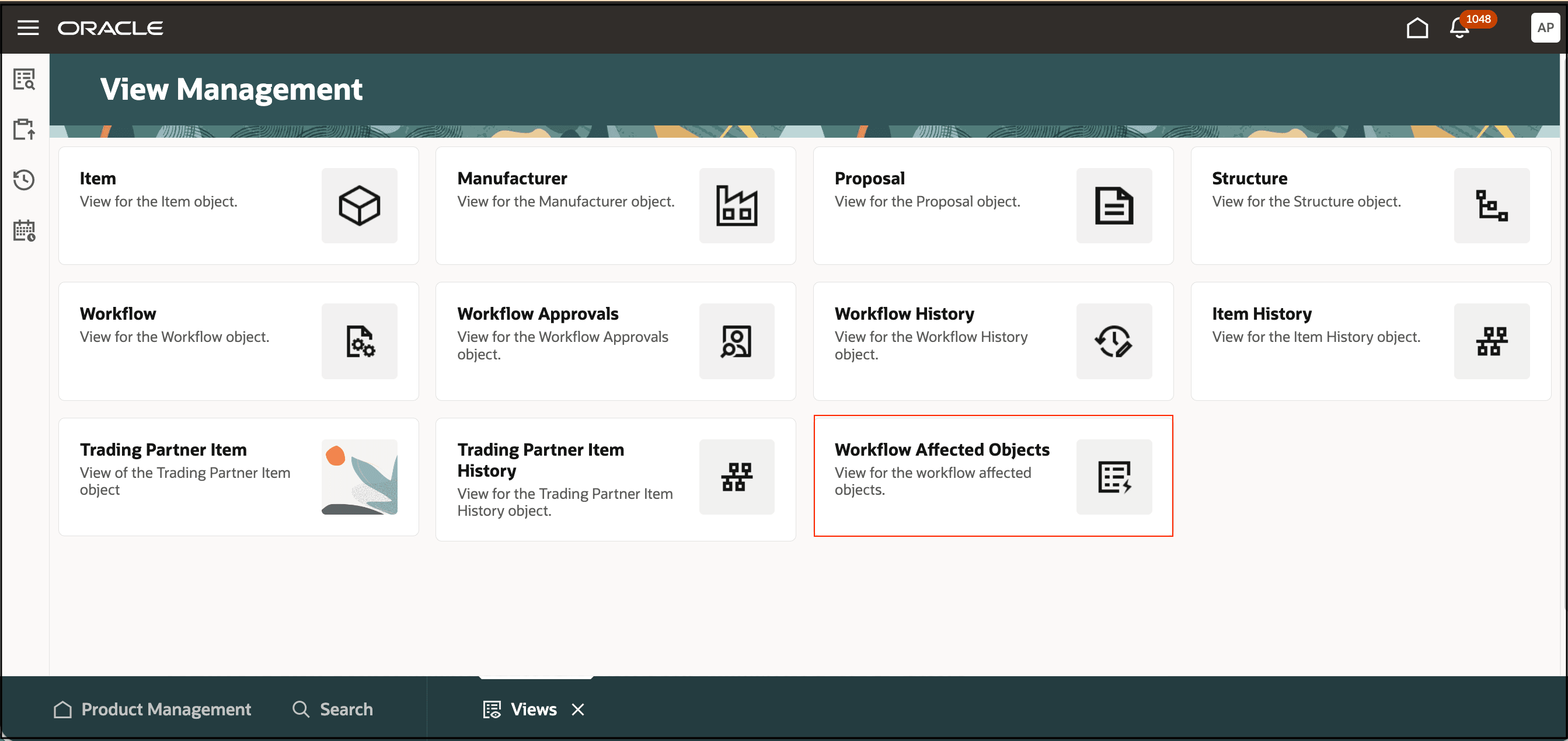 Workflow Affected Object View Management