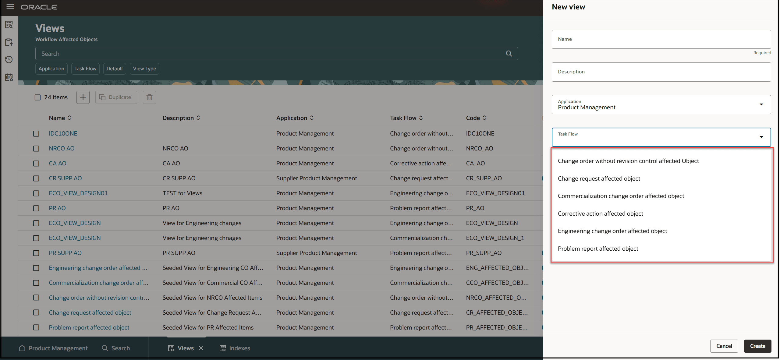 Workflow Affected Object Taskflows for New View Creation
