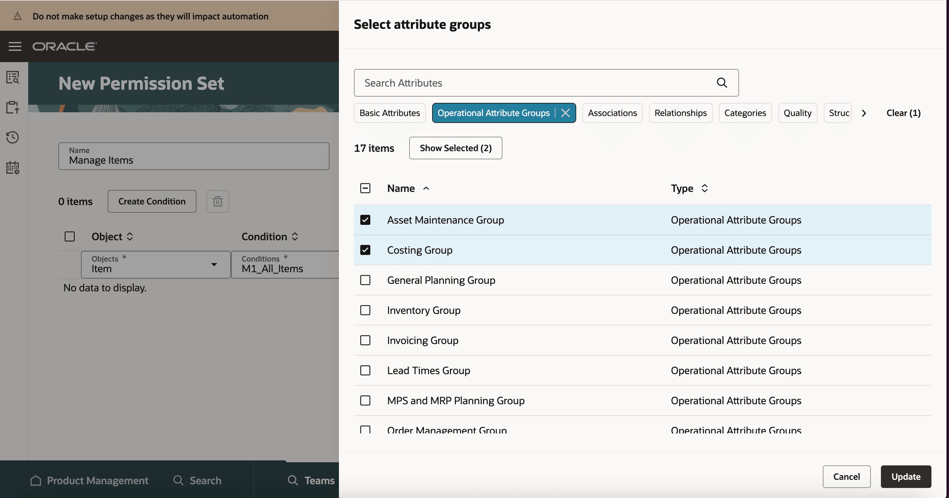 Deselect Basic attributes in Manage Permission