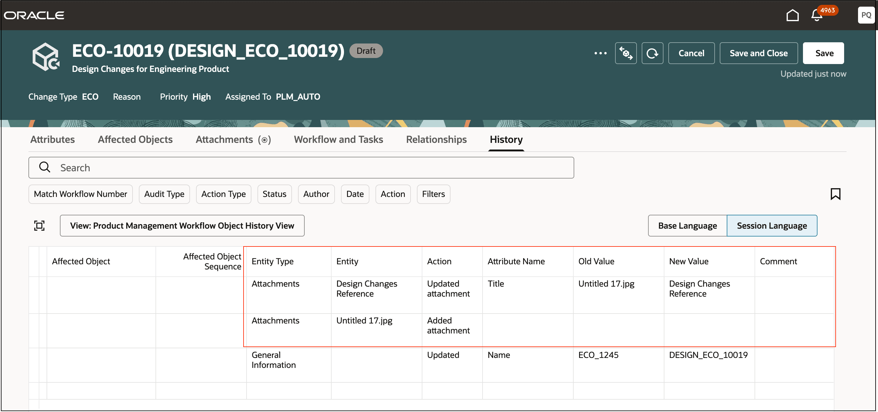 Workflow Attachment Changes Captured in Workflow History