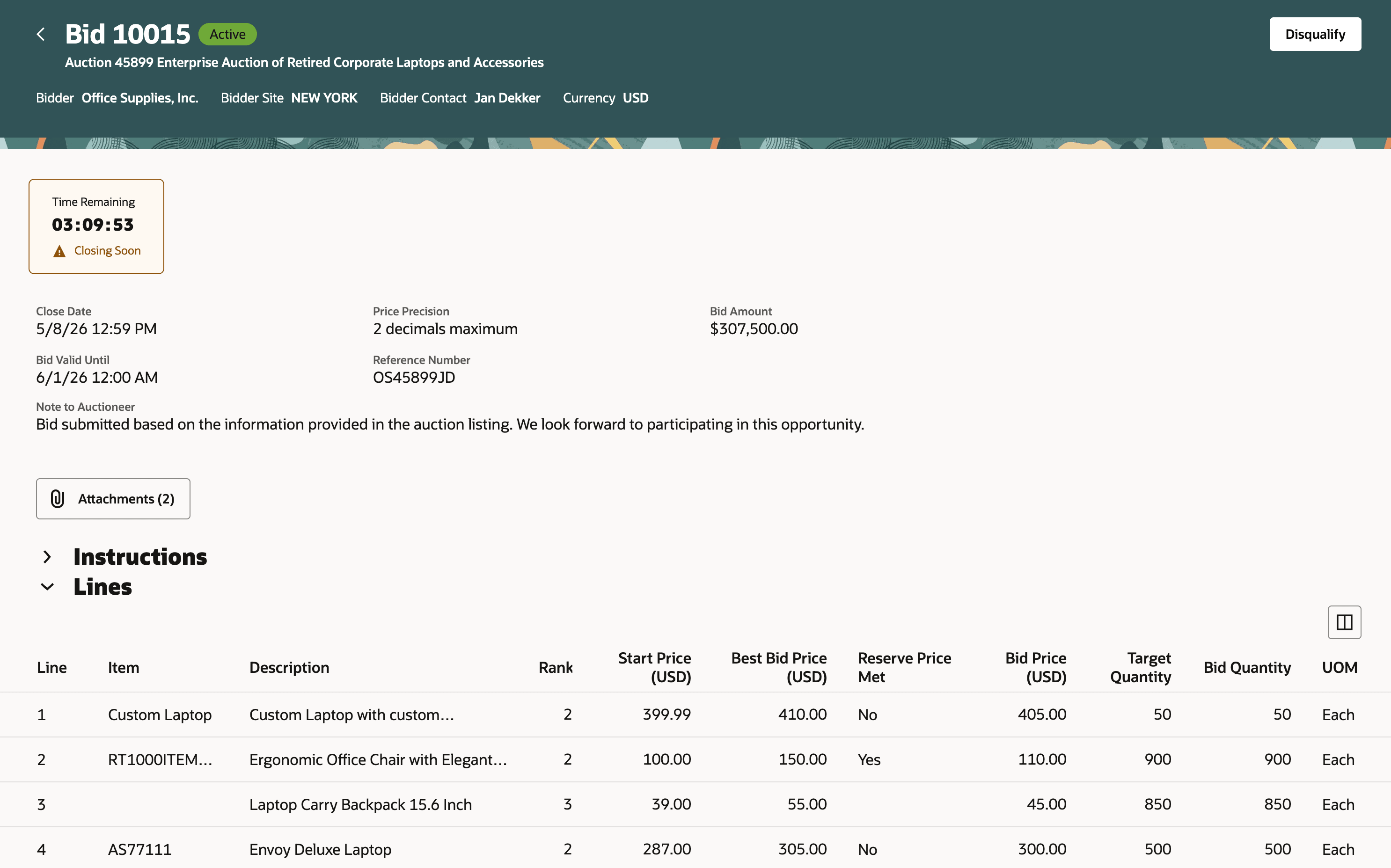 View Bid Details