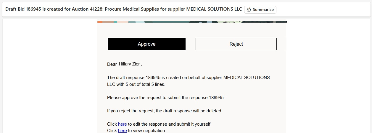Email notification for draft respone 