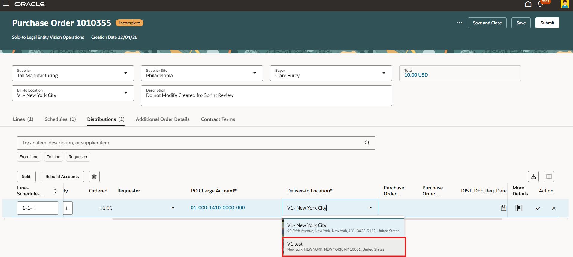 Purchase Order Deliver-to Location List of Values Showing Only Deliver-to Sites