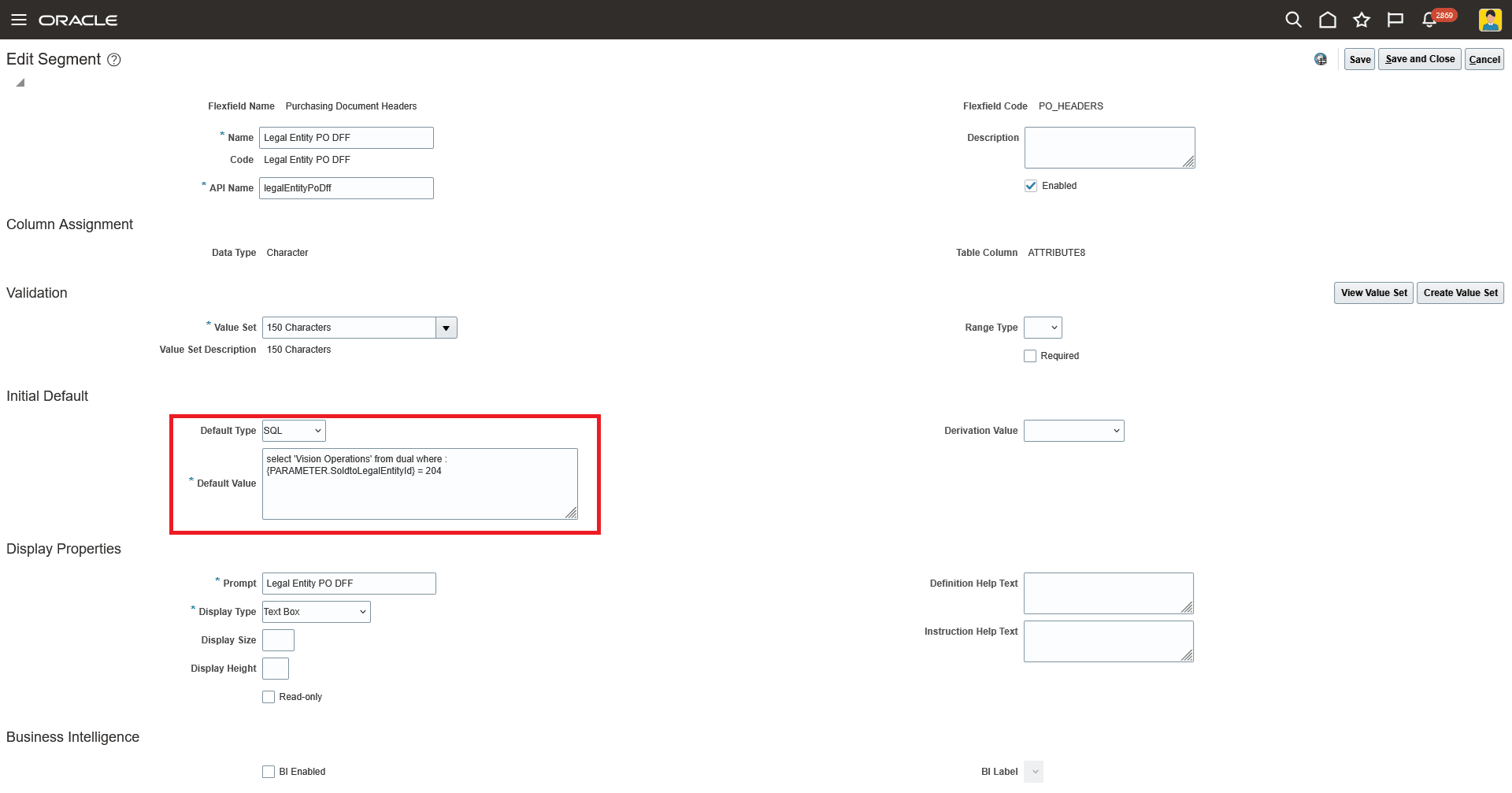 Purchase Order Header Descriptive Flexfield Setup Using SoldtoLegalEntityId as the Reference Parameter