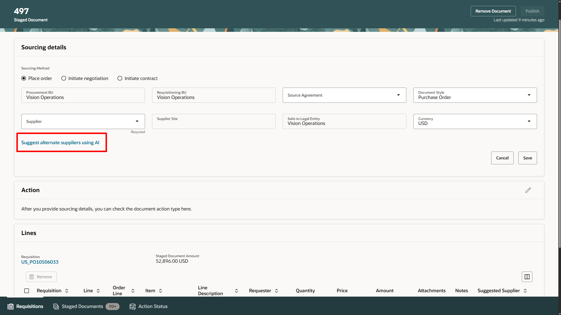 Add Suggest Alternate Supplier Using AI