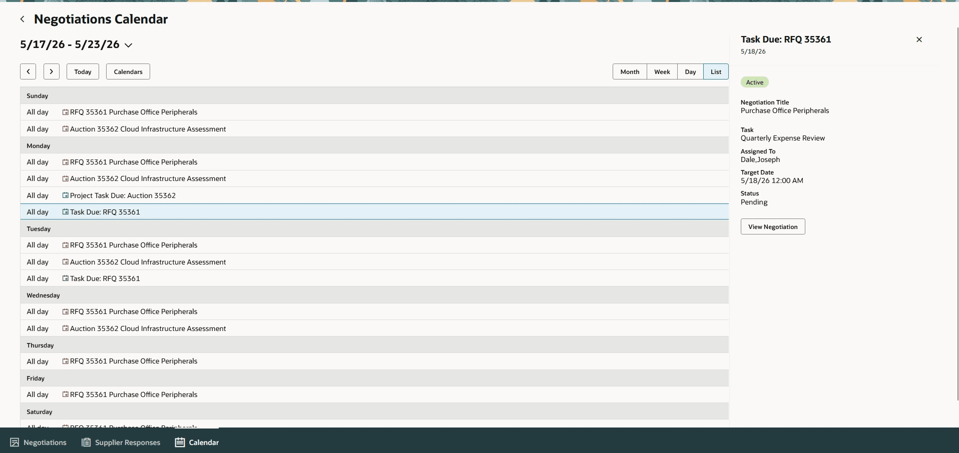 List View with Task Due