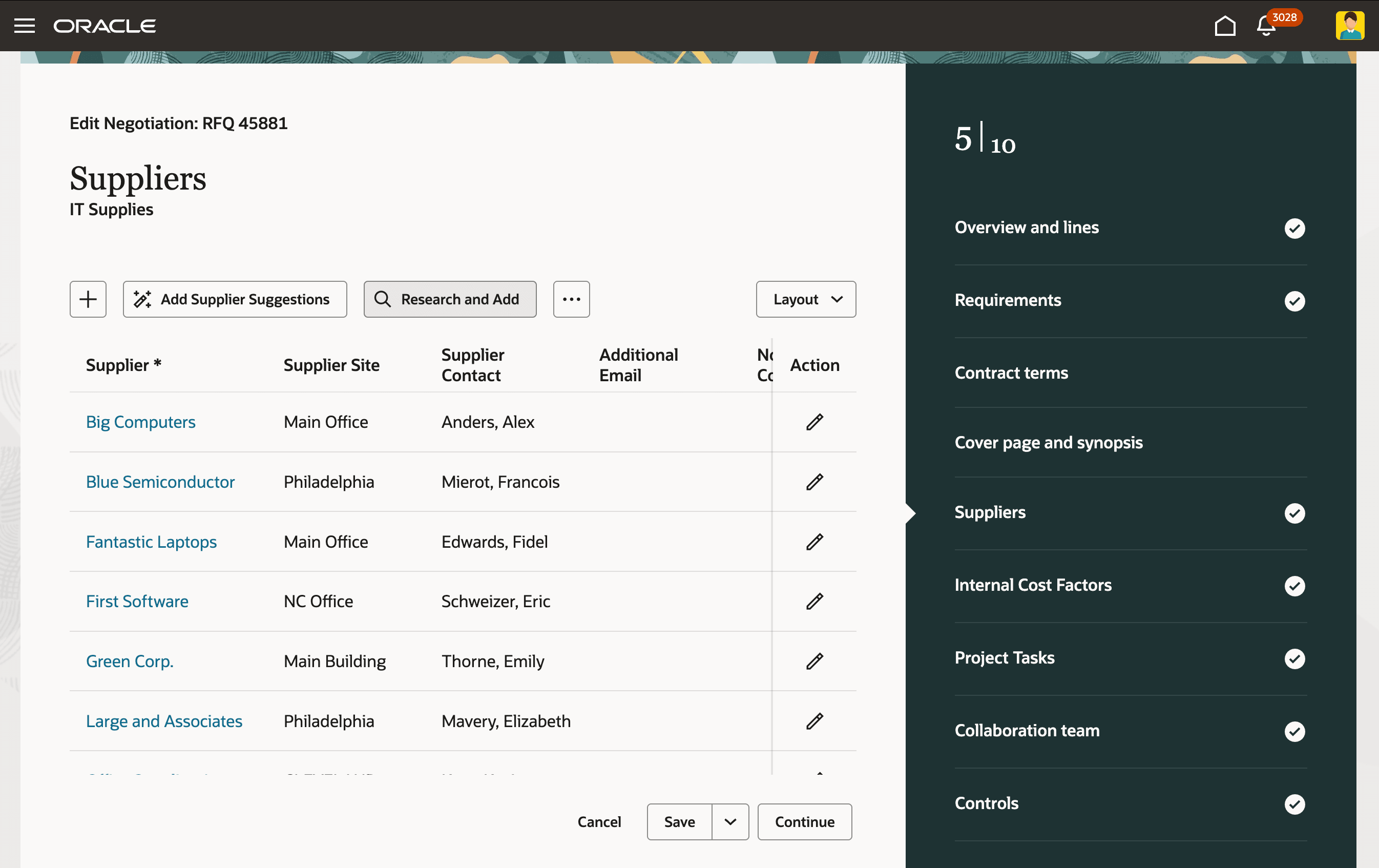 Research Suppliers in Create Negotiation