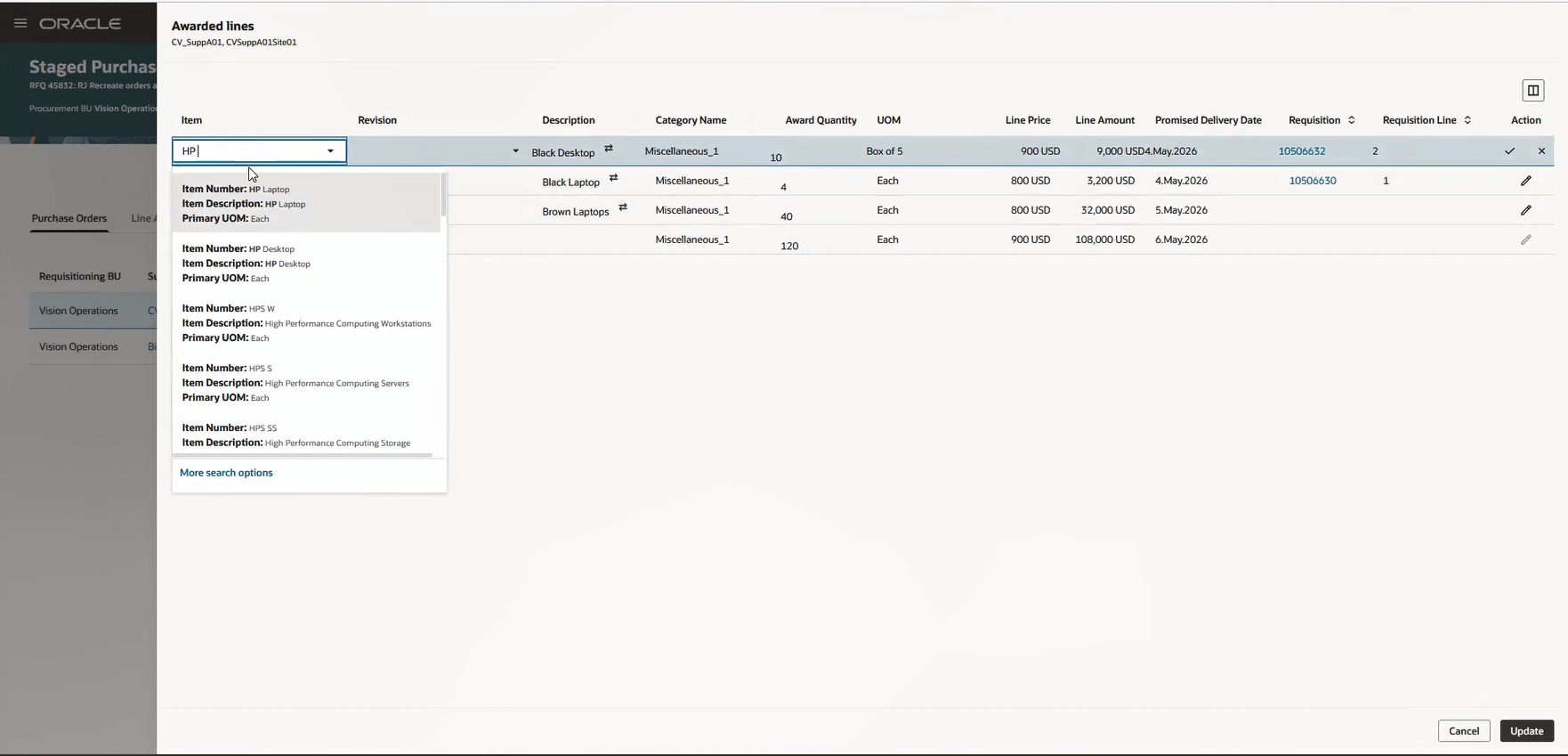 Search and Associate Item to Awarded Alternate Line