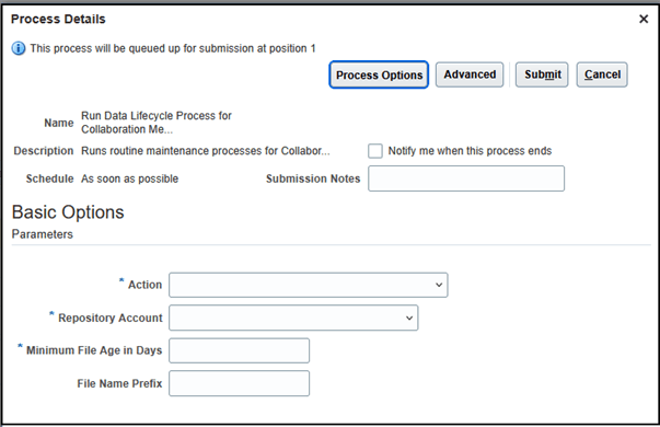 Run Data Lifecycle Process for Collaboration Messaging job