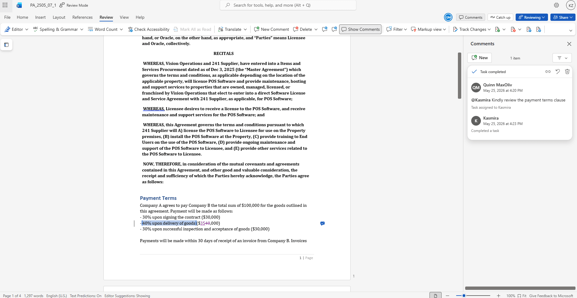 Collaborator reviewing and making the changes