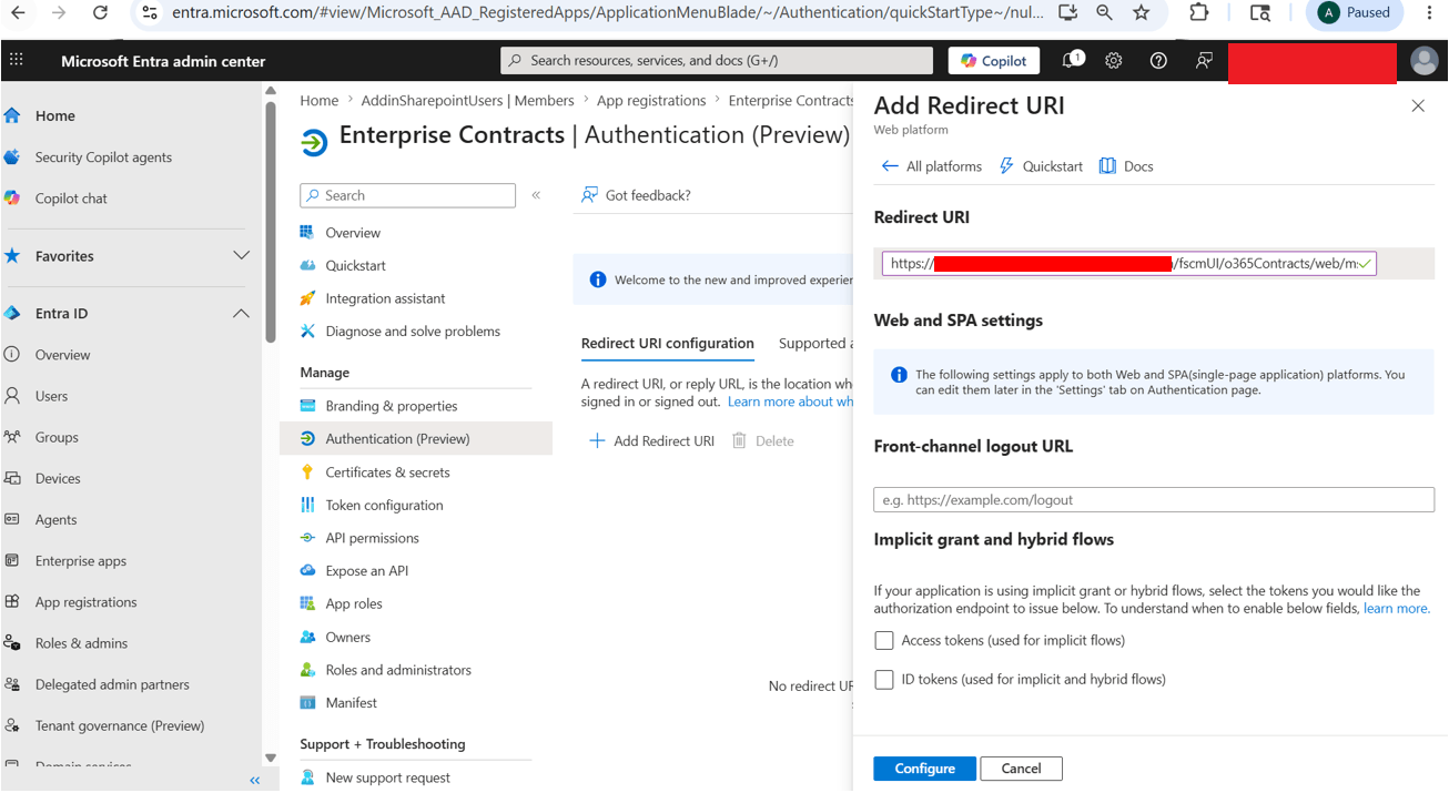 Configure Redirect URI