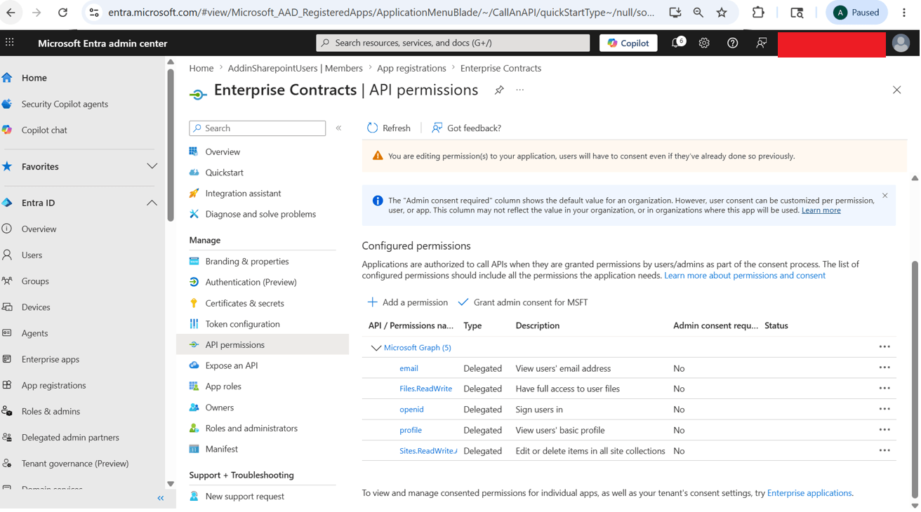 Review the added permissions