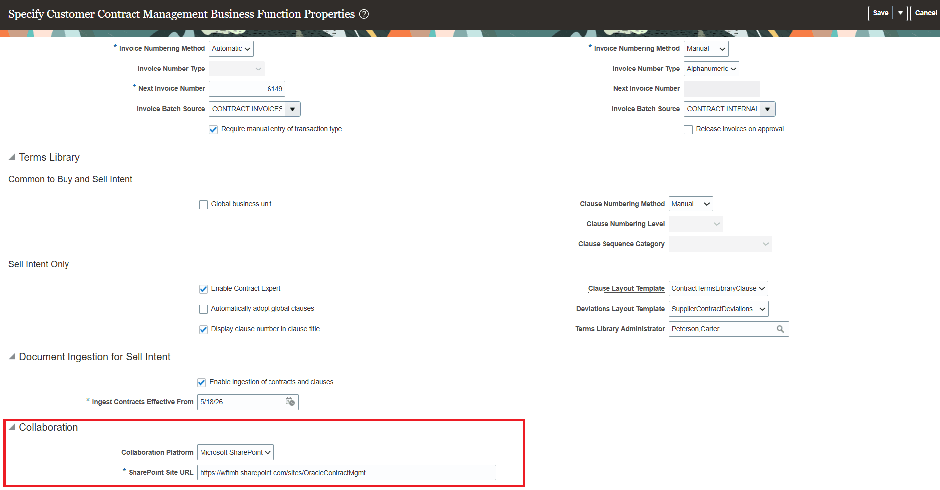 Configuring SharePoint URL at Business Function Level