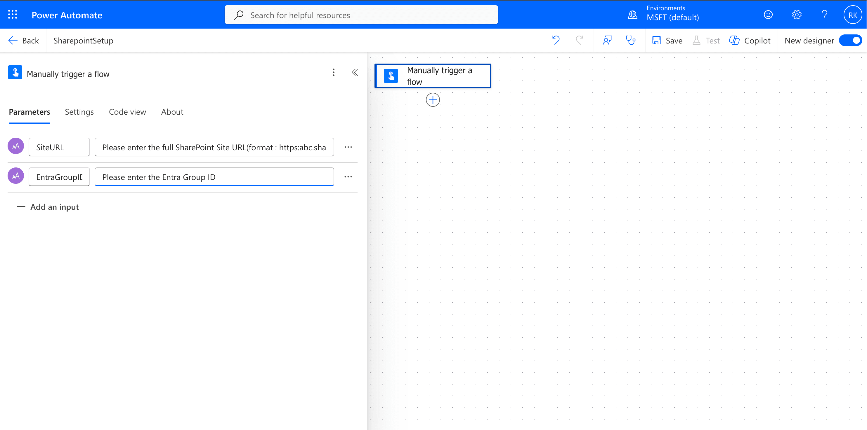 Add Parameters