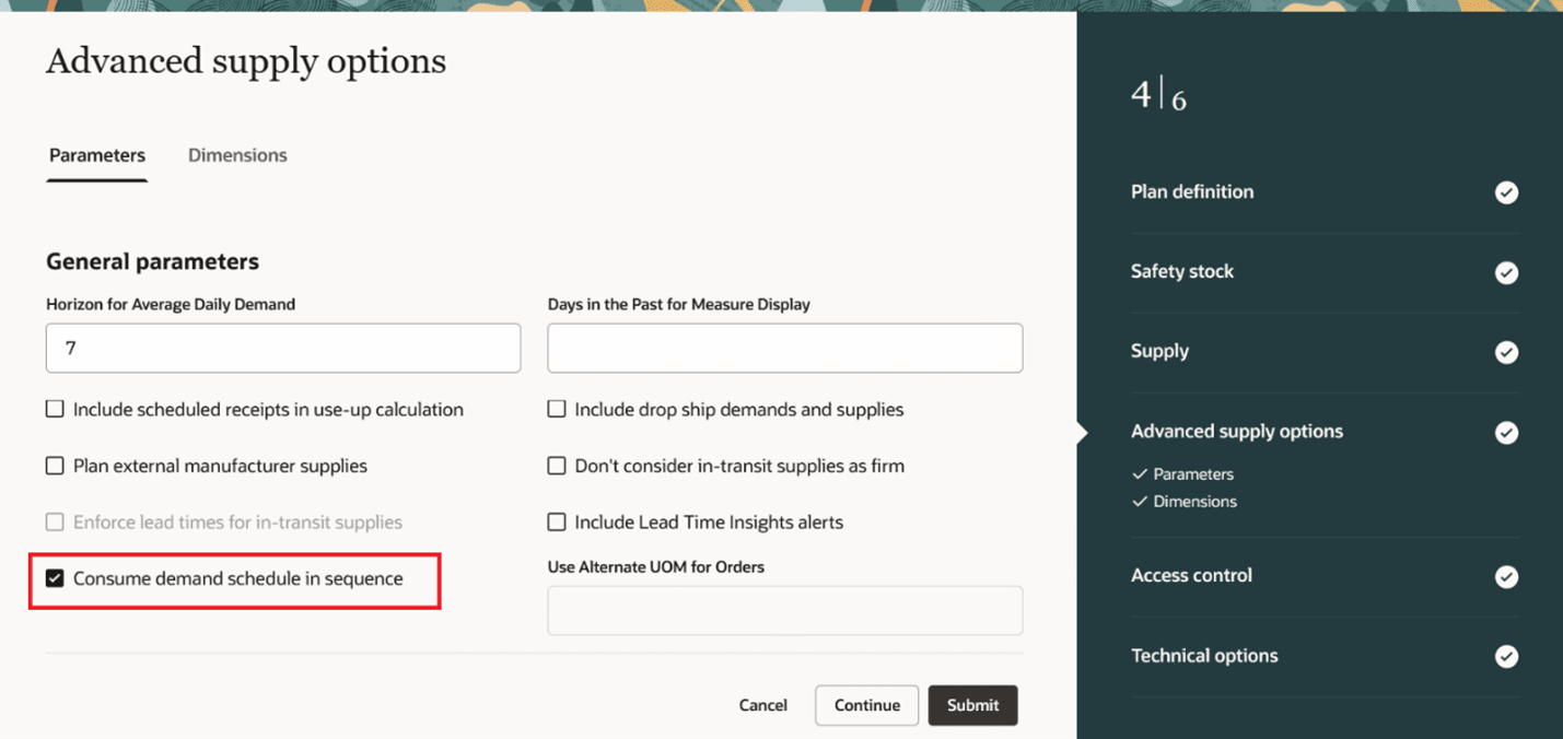 New Advanced Supply Option: Consume Demand Schedule in Sequence