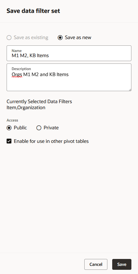 Save a New Data Filter Se
