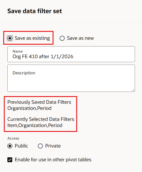 Save Changes to an Existing Data Filter Set