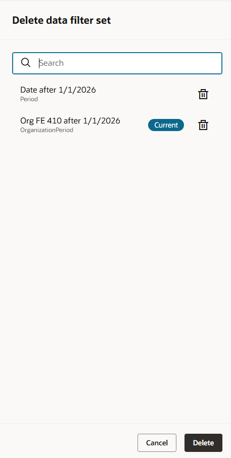 Delete a Data Filter Set