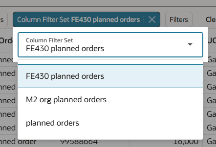 Choose a Different Column Filter Set