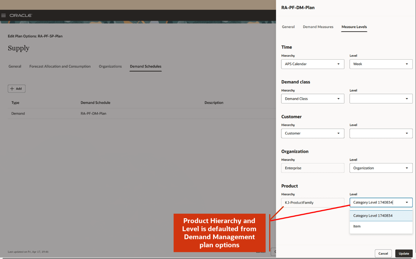 Measure Levels in Supply Plan Options.