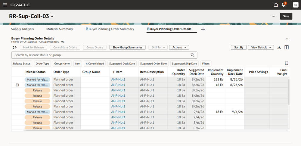 Buyer Planning Details Visualization