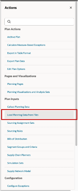 Load Planning Data from Files Action