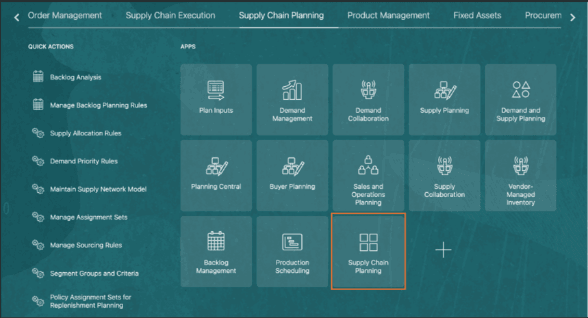 Supply Chain Planning Home Page