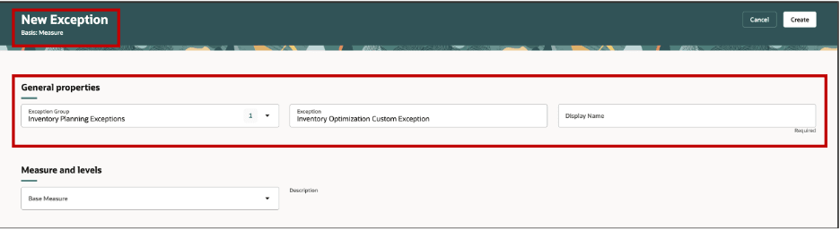 General Properties for an Exception