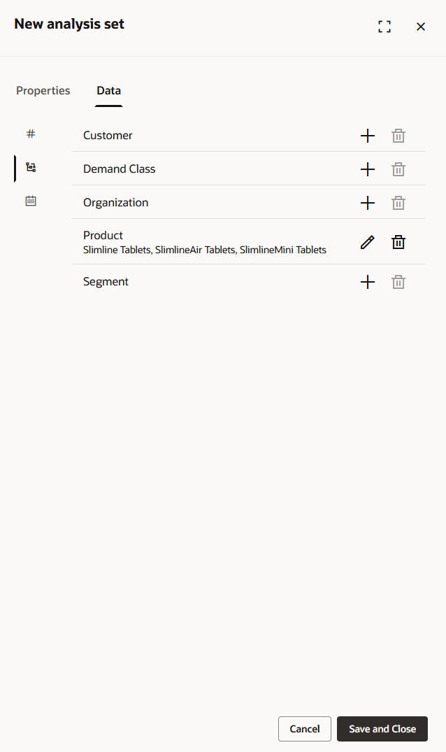 Members Subtab on Data Tab in New Analysis Set Drawer