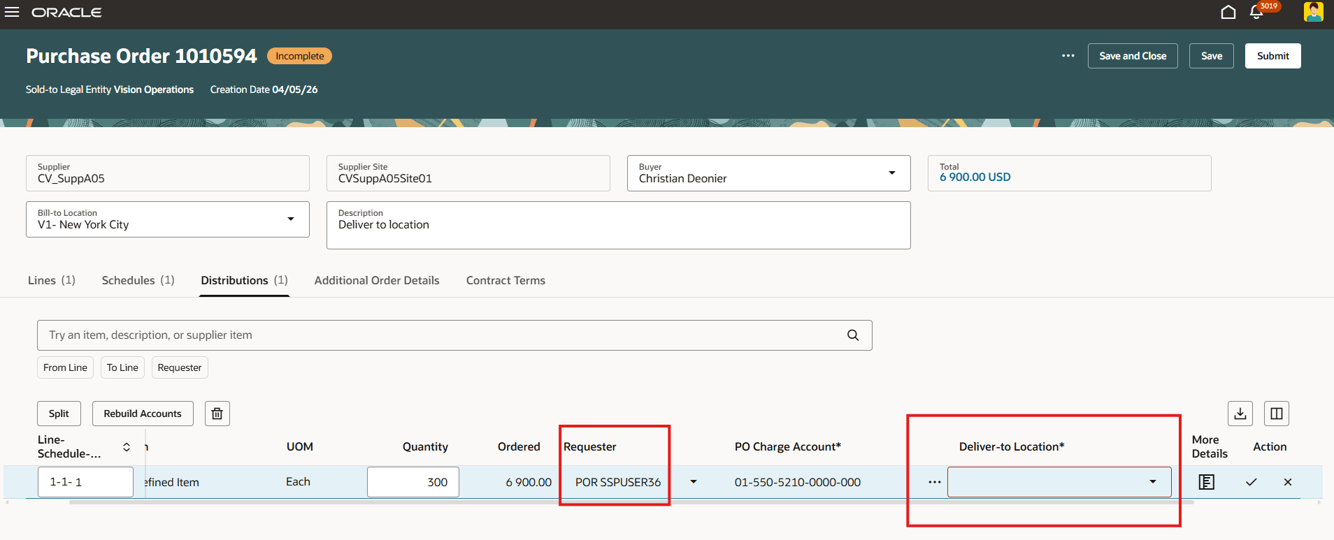 Deliver-to Location Cleared and Field-Level Validation Displayed When the Requester’s Work Location Isn’t a Valid Deliver-to Site