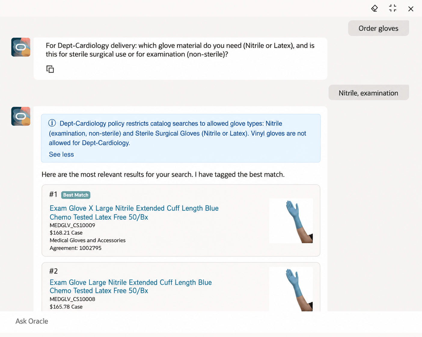 Broad Glove Request Guided to Allowed Results