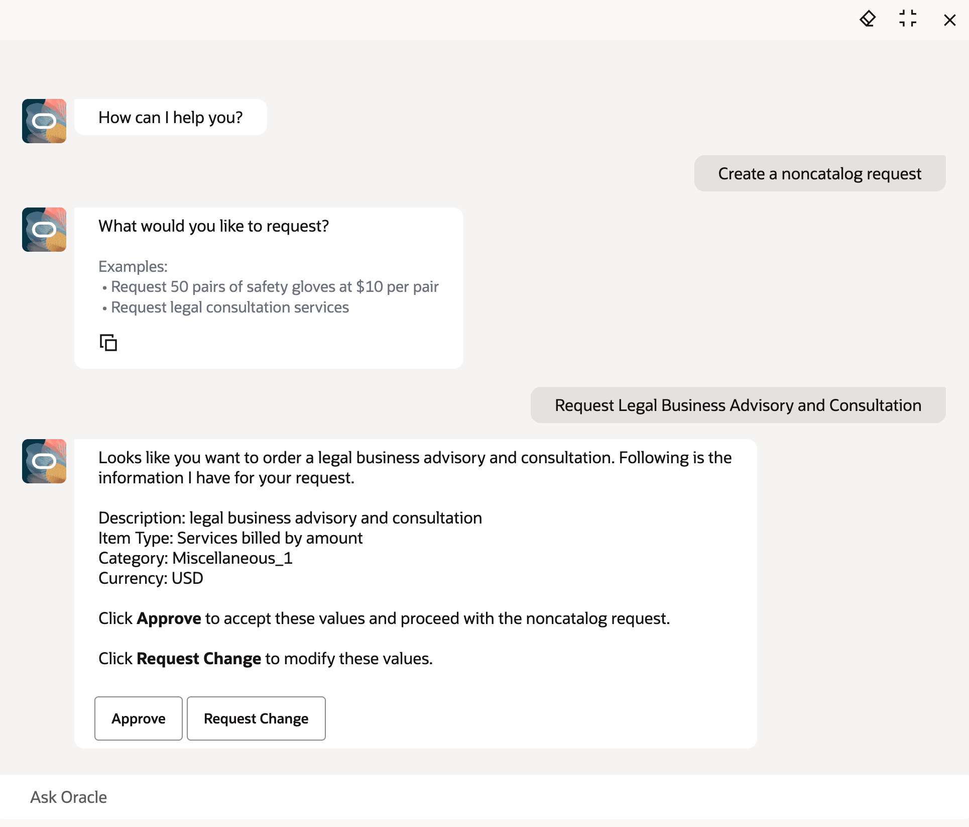 Noncatalog Request for Services Billed by Amount