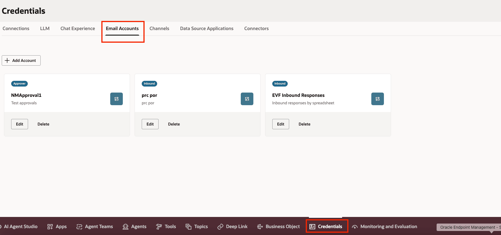 Credentials Page