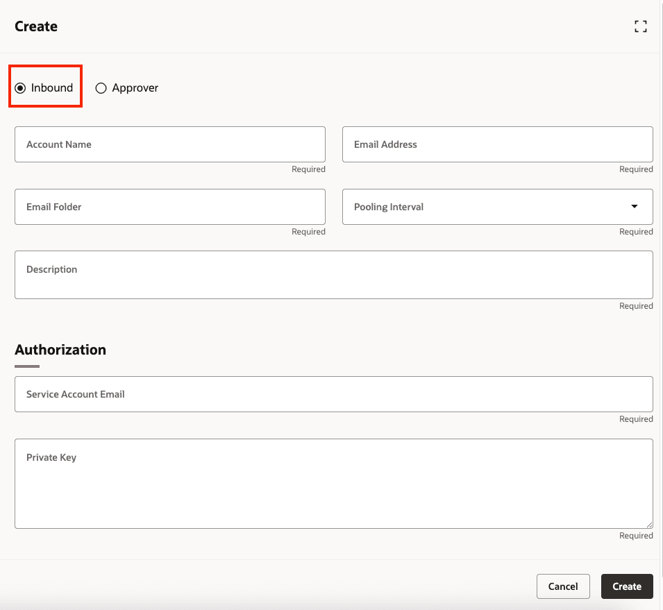 Email Account Configuration Page