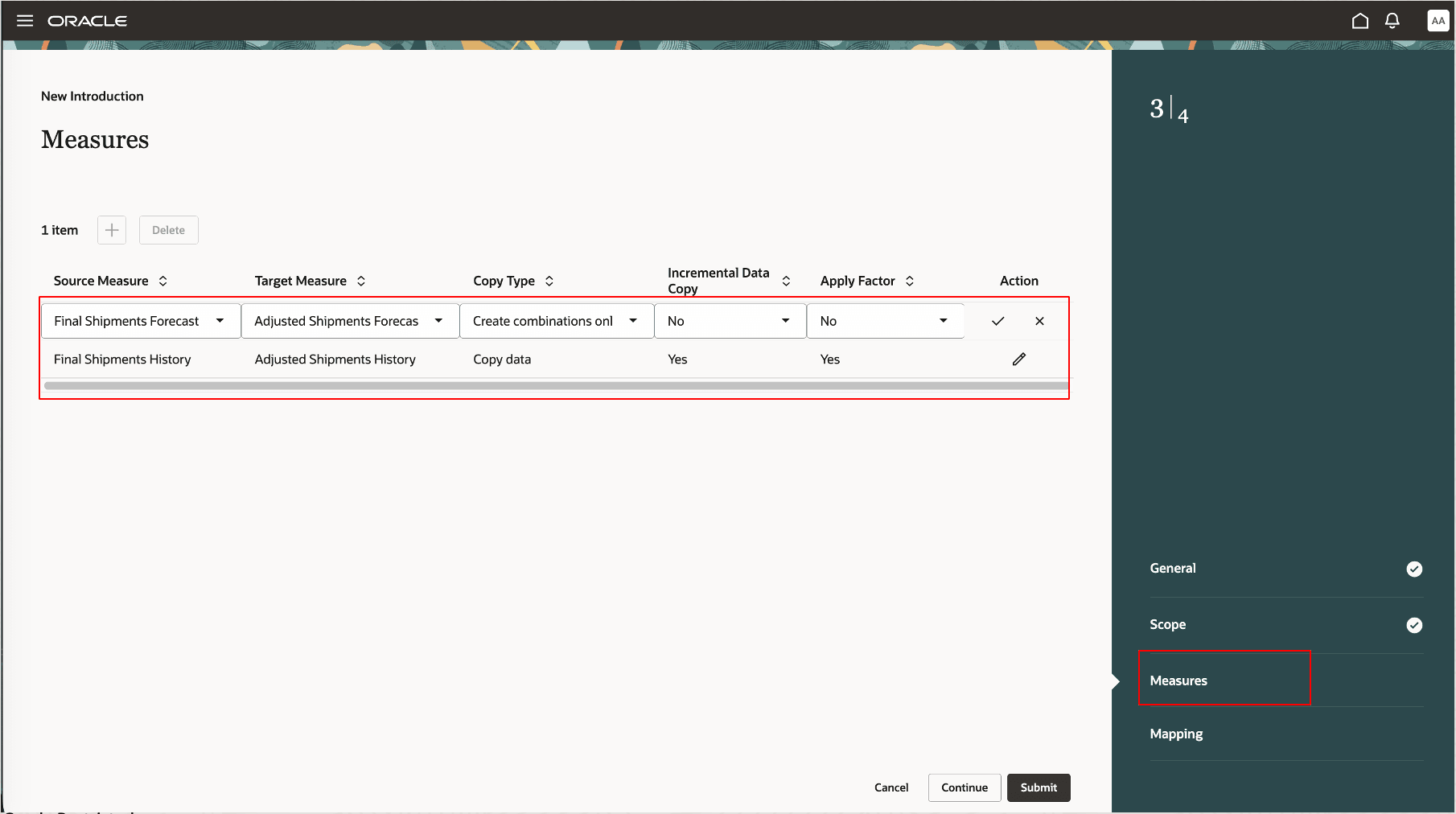 Saved rows in Measures step