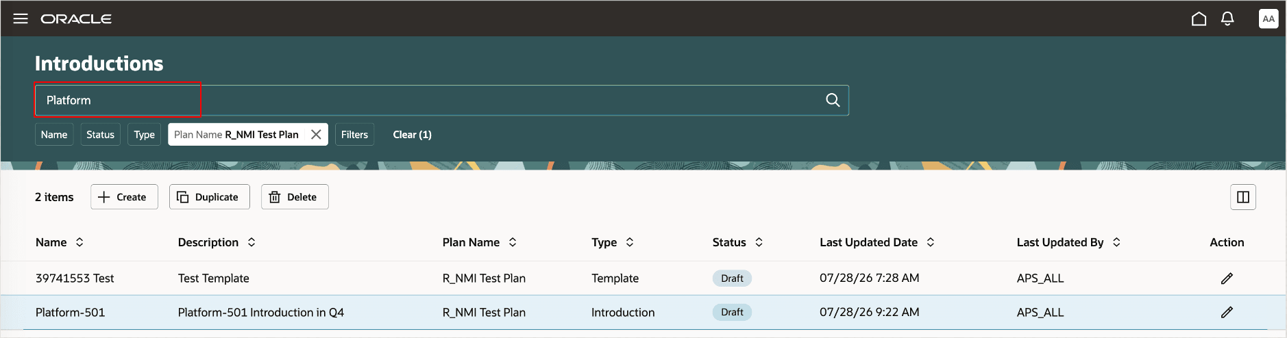 Introductions in Draft status on Introductions page
