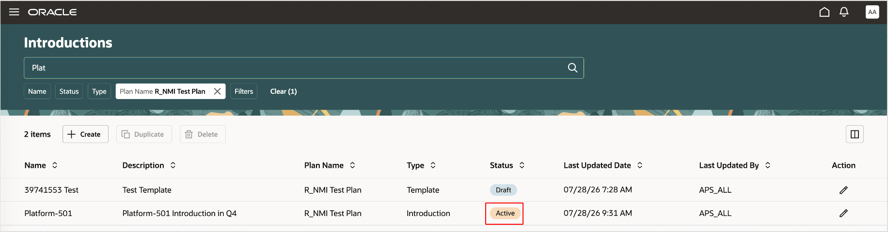 Introduction in Active status on Introductions page