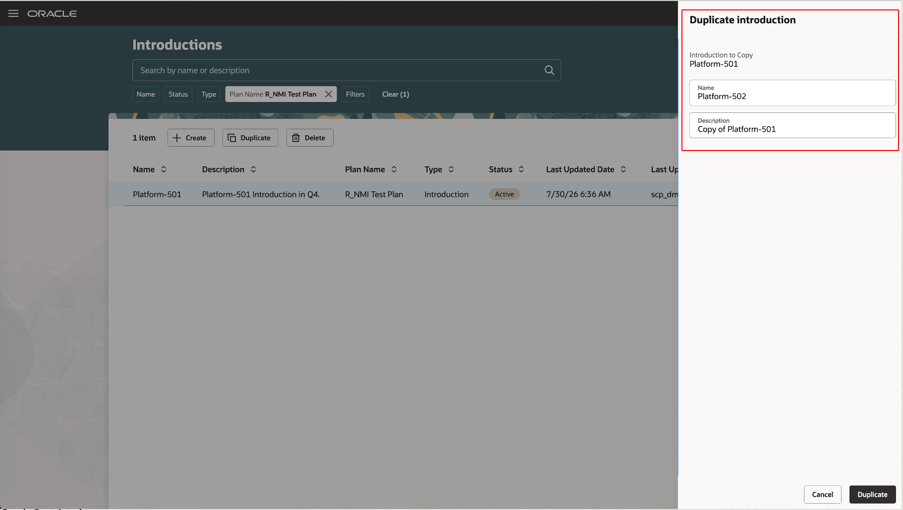 Duplicate introduction drawer