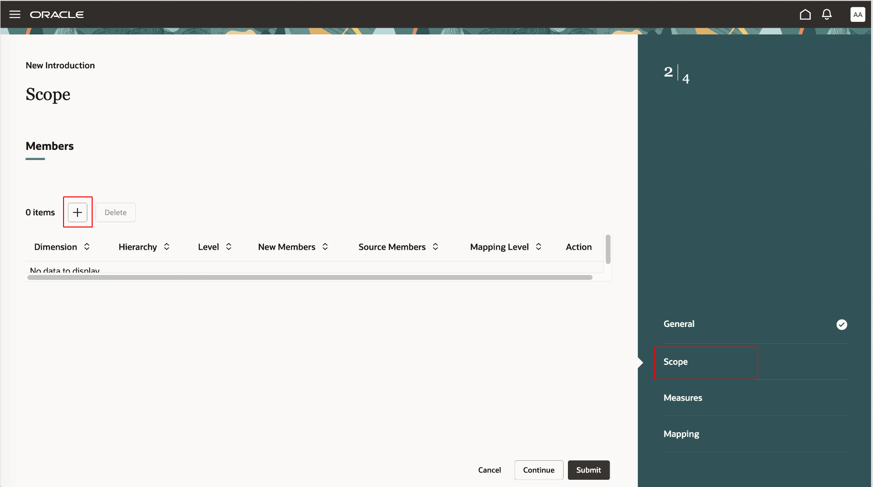 Add icon in Scope step