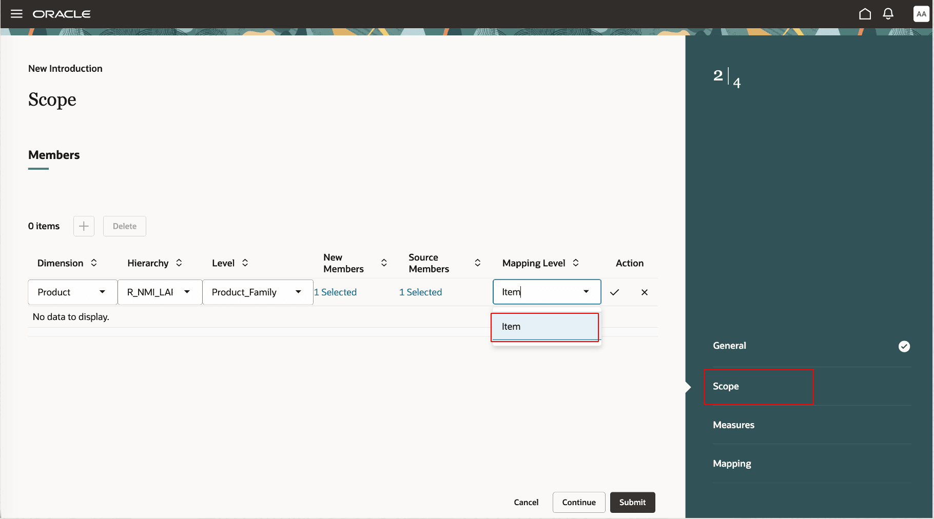 Mapping level in Scope step